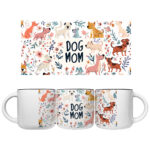 a mugs with dogs and flowers